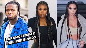 Pop smoke braids are among the top trending braided hairstyles of 2020. Super Easy Diy Jumbo Feed In Braids Pop Smoke Kim K Inspired Nica D Youtube