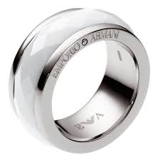 Black And Silver Rings For Women Emporio Armani Womens Ring Steel Ceramic Egs1526040