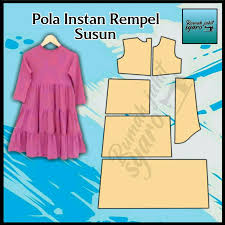 Cara membuat pola baju gamis yang pertama adalah mengukur ukuran gamis sesuai dengan ukuran badan anda. Pola Instan Gamis Anak Rempel Susun Pola Rempel Pola Gamis Anak Pola Anak Cewek Pola Jiplak Shopee Indonesia