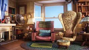 Brighten Up Your Next Video Call With Backgrounds From Pixar Living Room Background Messy Room Disney Background