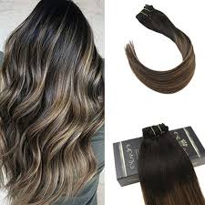Black And Brown Ombre 20 Clip In Ombre Remy Human Hair Extensions Color 1b Off Black Mixed Brown Ugea Straigh Real Human Hair Extensions Brown Ombre Hair Human Hair Extensions