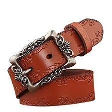 Tungho 100 Vintage Genuine Leather Belts For Women Cowhide Embossing Design Carving Buckle Plus Size Xxxl 2 Belts For Women Genuine Leather Belt Leather Belts
