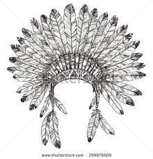 Hand Drawn Native American Indian Headdress Vector Monochrome Illustration Of Indian Trib Indian Headdress Tattoo Indian Skull Tattoos American Indian Tattoos