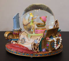 Tinker Bell Hook S Desk Ink Well Neverland Map Musical Snowglobe Figurine Disney Snow Globes Neverland Map Tinkerbell