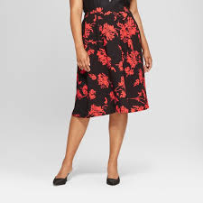 Black A Line Midi Skirt Plus Size Women S Plus Size Floral Print Birdcage Midi Skirt Who What Wear Black Red 18w Size Small Midi Skirt Who What Wear Plus Size Women