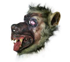 Details About Brown Hyena Head Latex Adult African Savannah Animal Halloween Mask Accessory