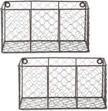 Farmhouse shelves, farmhouse decor, gift add a little farmhouse flair with these adorable wood and chicken wire shelves! Amazon Com Dii Basket Farmhouse Chicken Wire Small Set Of 2 Vintage Gray Kitchen Dining
