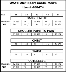 Sport Coat Sizing Chart Show Jacket Size Chart Ovation Boot