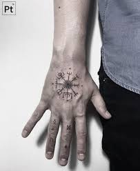 Einzigartige Kompass Zeichen Tatowierungen Herren Hand Tattoos Unterarmtattoo Wikinger Tattoo