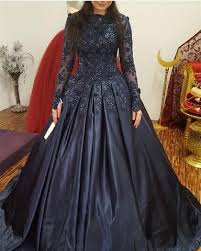 Ball Gown Black And Blue Wedding Dress Navy Blue Lace Long Sleeves Wedding Dresses Ball Gowns Long Sleeve Wedding Dress Lace Ball Gown Wedding Dress Ball Gowns