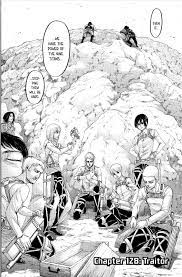 It is set in a fantasy world where humanity lives within territories surrounded by three enormous walls that protect them from. Attack On Titan Wiki On Twitter Manga Spoilers Attack On Titan Chapter 128 Traitor Is Now Out On Crunchyroll Read It Here Https T Co Smce7geu9b Https T Co Padchqoucy