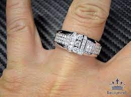 Mens Diamond Engagement Pinky Ring Band 10k White Gold Round White Diamond 1 5ct Rings For Men Mens Wedding Rings Platinum Engagement Rings For Men