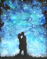 Image result for images lovers kiss silhouette stars