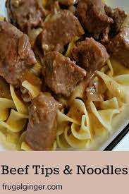 Easy Slow Cooker Beef Tips Noodles Recipe Beef Tips And Noodles Beef Tip Recipes Crockpot Recipes Easy