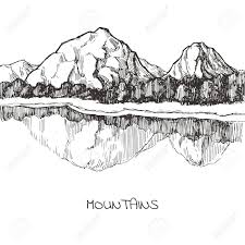 vector hand drawn illustration with mountains and forest by lake royalty free cliparts vectors and stock illustration image 137668436 vector hand drawn illustration with mountains and forest by lake