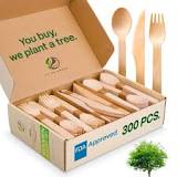 Amazon.com: 100% Compostable Cutlery Set - 300 Pieces Wooden ...