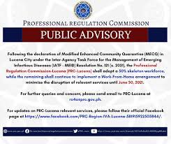 Inbound travel will be controlled. Prc Lucena Implements 50 Skeleton Workforce Until June 30 2021 Professional Regulation Commission