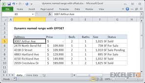 Excel Formula Dynamic Named Range With Offset Exceljet