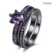 Carofeez Couple Ring Men S Titanium Steel Ring And Women S 18k Black Gold Filled 1ct Amethyst Women S Wedding Ring Set Wish Womens Wedding Ring Sets Rings For Men Titanium Steel Rings