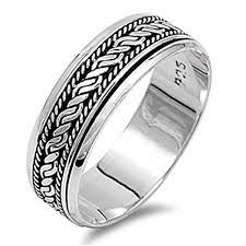 Men S Spinner Wedding Ring 925 Sterling Silver Bali Rope Weave Band Sizes 6 13 Fashion Rings Mens Rings Fashion Sterling Silver Wedding Band