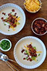 Oct 15, 2018 · once the potatoes are nice and soft, stir in the cheddar cheese and greek yogurt (or sour cream), salt, pepper and cooked bacon bits. Loaded Baked Potato Soup Just A Taste