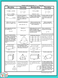 One for each day — monday, tuesday, wednesday, and thursday. 6th Grade Math Homework Math Bell Ringer Or Math Warm Ups Common Core Aligned And Editable With Answer Keys Daily Mat Math Homework Math Spiral Review Math