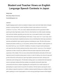 A speech is much more about content than style. Pdf Student And Teacher Views On English Language Speech Contests In Japan