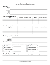 Startup Business Questionnaire Start Up Business Business Plan Template Small Business Start Up