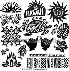 Black And White Hawaiian Shirt Clipart Hawaii Set In Black And White View Large Illustration Hawaiian Tattoo Hawaii Tattoos Hawaiian Tribal Tattoos