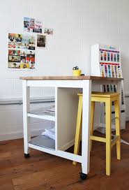 You just need to select an ikea kitchen trolley with integrated wheels (like the forhoja, bekvam, stenstorp, or sunnersta). Tilly And The Buttons Cutting Table Hack
