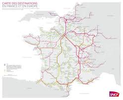 Destinations Map Of Sncf Trains In France And Europe France Map Train Map France Train