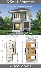 Small House Design Plans 5 5x11 5m With 2 Bedrooms Home Ideassearch Small House Design Plans Small House Design Modern House Plans