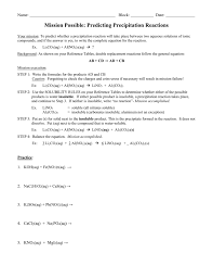 Predicting Precipitation Reactions