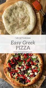 Greek Pizza With Feta Spinach And Olives Recipe Greek Pizza Healthy Pizza Recipes Vegetarian Pizza Toppings