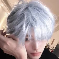 Ashely Light Blue Wig for Man 8inch Short Wigs with bangs Ace Blue Wear and  Go High Temperature Fibers Synthetic Glueless Wigs