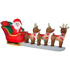 Why does santa claus give coal to bad kids? Home Accents Holiday 12 Ft Pre Lit Led Giant Sized Inflatable Santa And Sleigh Scene 117219 The Home Depot