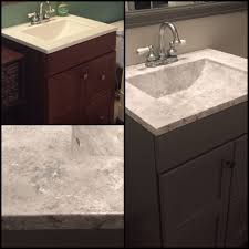 Faux Granite Countertops Used A Sea Sponge Toothbrush And Old Paint Brush To Fake It With Faux Granite Countertops Yellow Bathrooms Bathroom Farmhouse Style