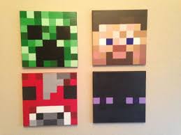 Minecraft Inspired Acrylic Paintings On 12x12 Canvas Painting Minecraft Minecraft Drawings Canvas Painting