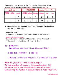 4th Grade Math Larger Numbers With Place Value To Millions