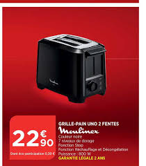 Offre Grille Pain Uno 2 Fentes Moulinex Chez Atac