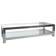 Convenience concepts palm beach rectangle white metal and glass coffee table with removable trays. Chrome And Glass Long Rectangular Coffee Table Mylestone Interiors Ltd