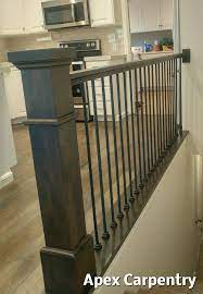 The 6000 mission handrail will remain timeless for decades. Orem Utah Stair Rail With An Alder Post And Plain Iron Balusters Stair Railing Makeover Indoor Stair Railing Interior Stair Railing