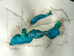 Lake Geneva Vintage Watercolor Map Need This For Big Sand