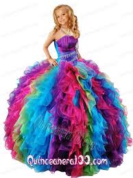 Quinceanera100 Com Offers Cheap New Style Strapless Multi Color Little Girl Pageant Dress Little Girl Pageant Dresses Girls Pageant Dresses Rainbow Prom Dress