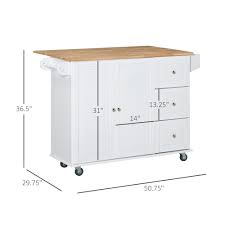 Get free shipping on qualified white, wheels kitchen islands or buy online pick up in store today in the furniture department. Homcom Rolling Island Kitchen Island Mobile Storage Cart With Towel Spice Rack 3 Drawers 2 Door Cabinet And Lockable Wheels White Aosom