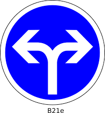 Dirección derecha o izquierda única carretera signo vector de la ...