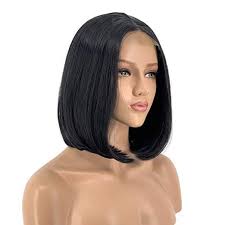 Black Bob Wig With Bangs Amazon Amazon Com Alice Lace Front Wigs 14 Short Bob Black Wig Silky Straight Middle Part Synthetic Full Wig For Women Beaut Lace Front Wigs Full Wigs Black Wig