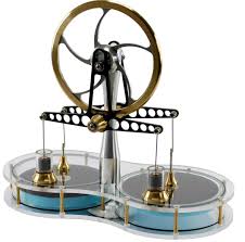 A burner filled with fuel heats the air inside a cylinder and thereby purveys energy to the motor that activates through. Twin Cylinder Stirling Engine Solar Kit From Gyroscope Com