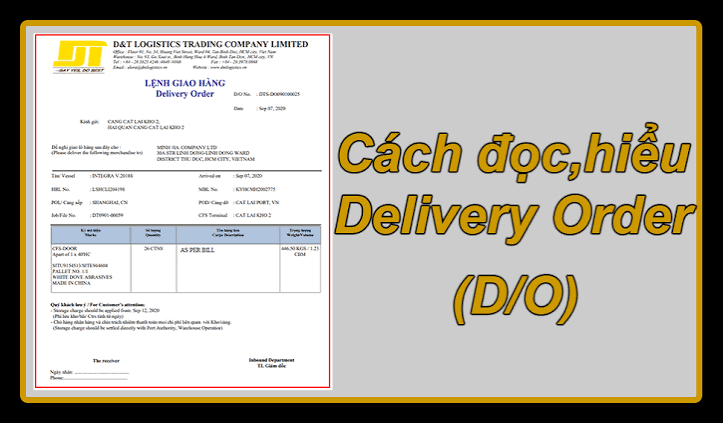 Nội dung Lệnh giao hàng (Delivery Order – D/O)