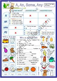 Countable and uncountable nouns english grammar lesson. A An Some Any With Countable Uncountable Nouns Guide Exercises Esl Worksheet By Juliag
